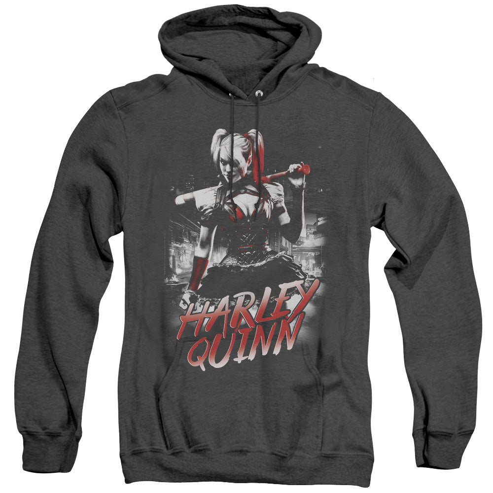 Batman Arkham Knight Quinn City Heather Mens Hoodie Black Officially Licensed