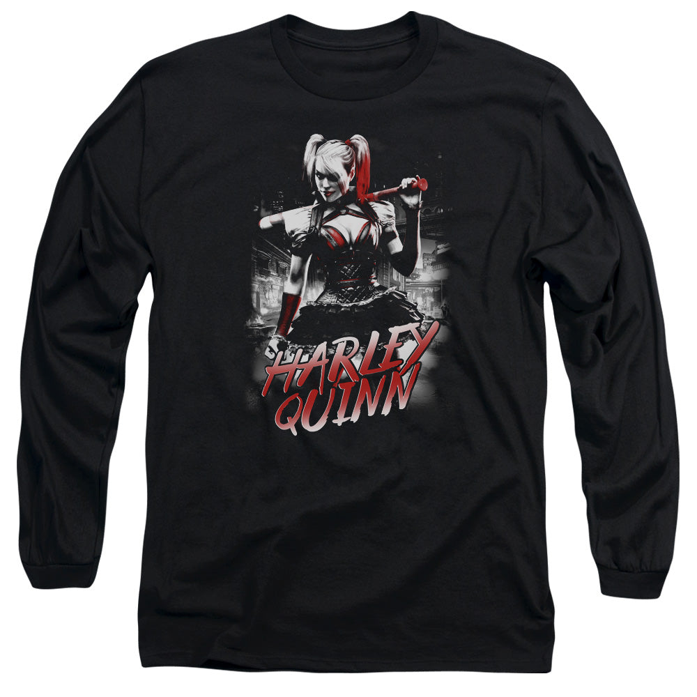 Batman Arkham Knight Quinn City Mens Long Sleeve Shirt Black Officially Licensed