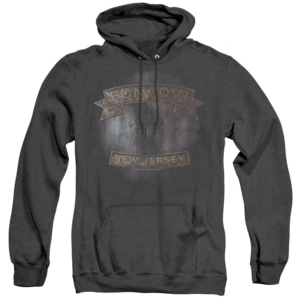 Bon Jovi New Jersey Mens Heather Hoodie Black Officially Licensed