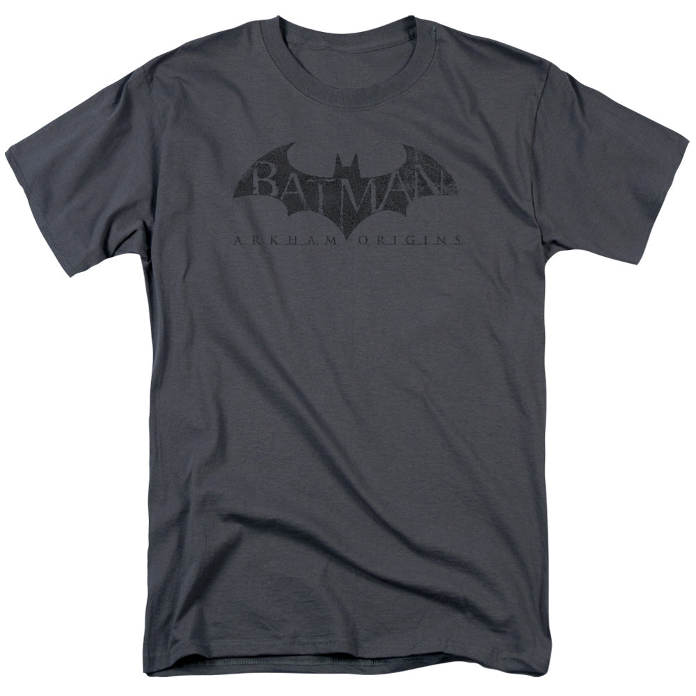 Batman Arkham Origins Crackle Logo Mens T Shirt Charcoal Officially Licensed