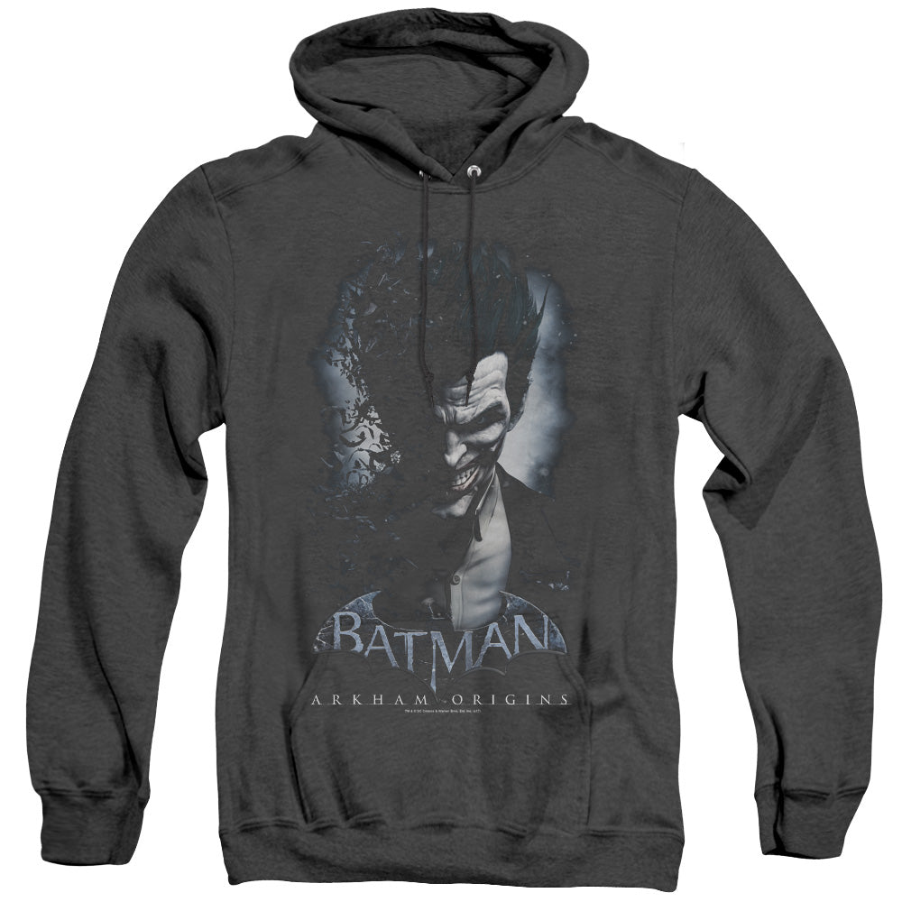 Batman Arkham Origins Joker Mens Heather Hoodie Black Officially Licensed