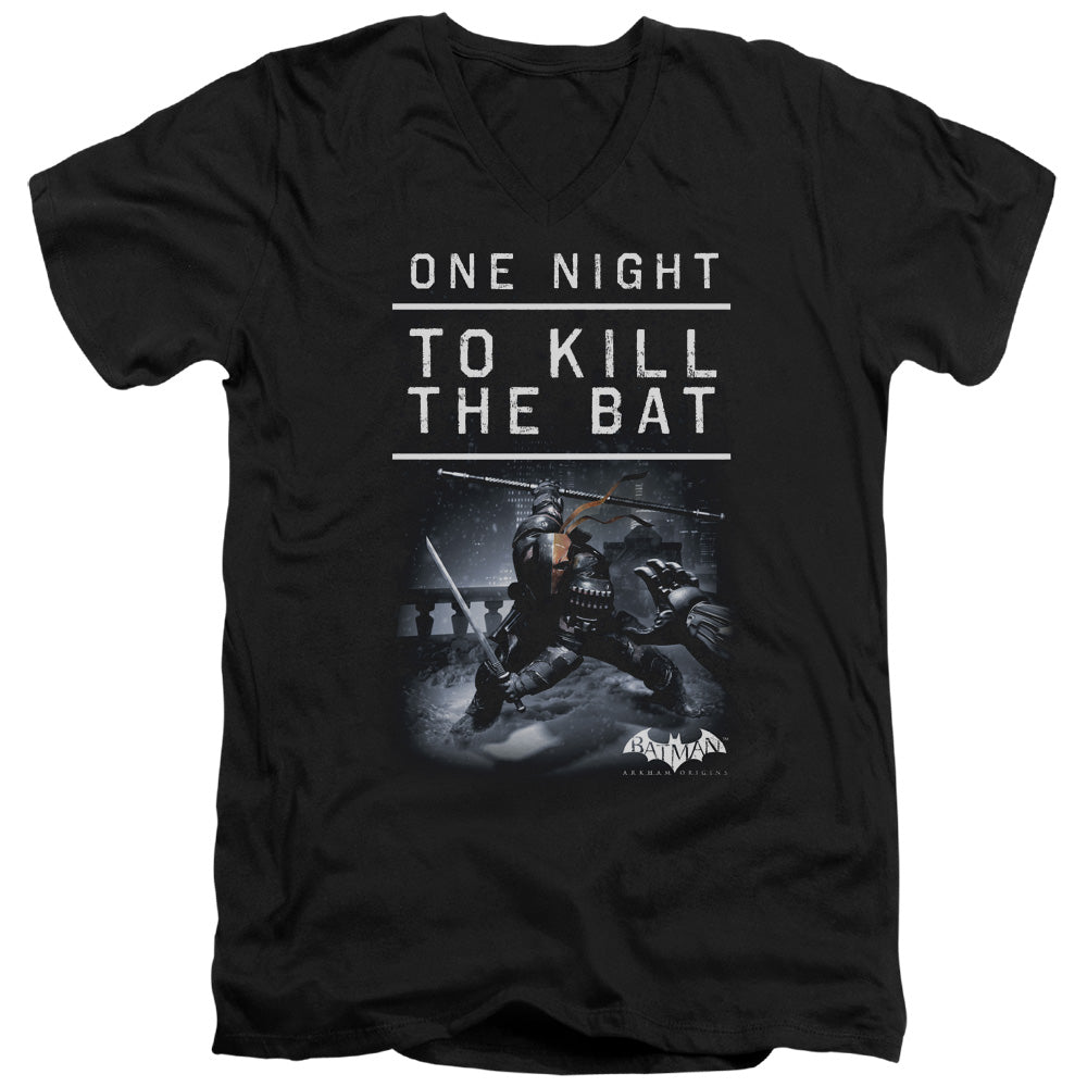 Batman Arkham Origins One Night Mens Slim Fit V Neck T Shirt Black Officially Licensed