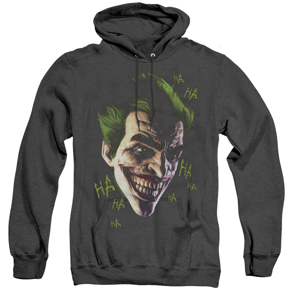 Batman Arkham Origins Joker Grim Mens Heather Hoodie Black Officially Licensed