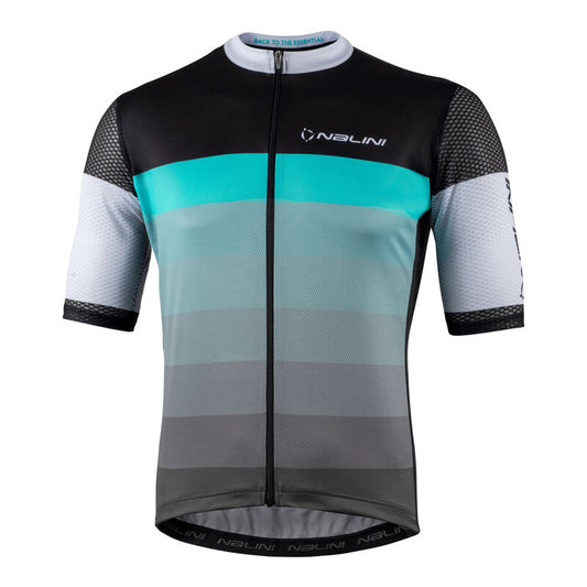 Nalini BAS CLASSICA Men's Cycling Jersey (Grey/Black/Turquoise) Small