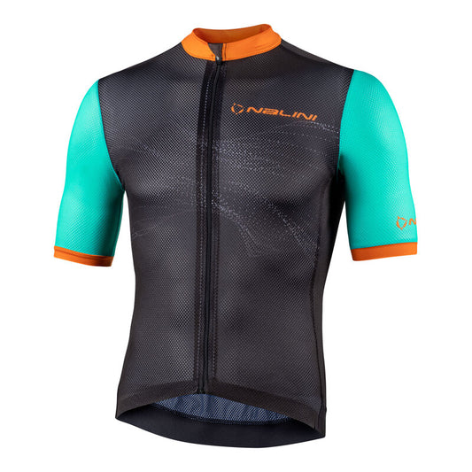 Nalini ERGO MESH Men's Cycling Jersey (Black/Turquoise) Small