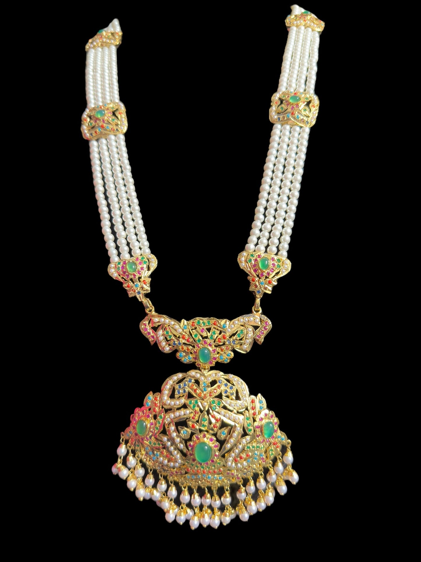 DLN97  Filza jadau rani haar in Navratan ( READY TO SHIP )