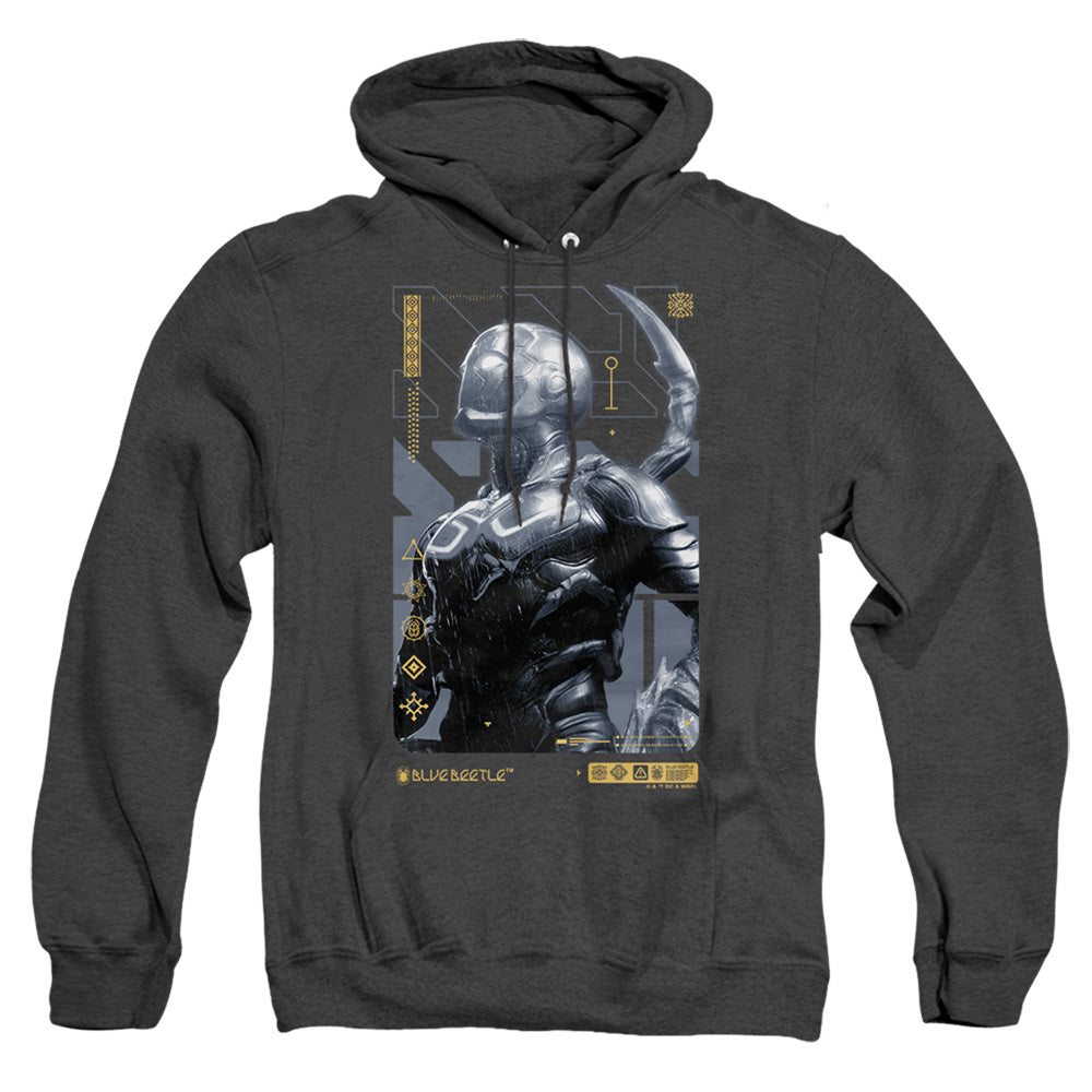 Blue Beetle (2023) Beetle Heads Up Heather Mens Hoodie Black Officially Licensed
