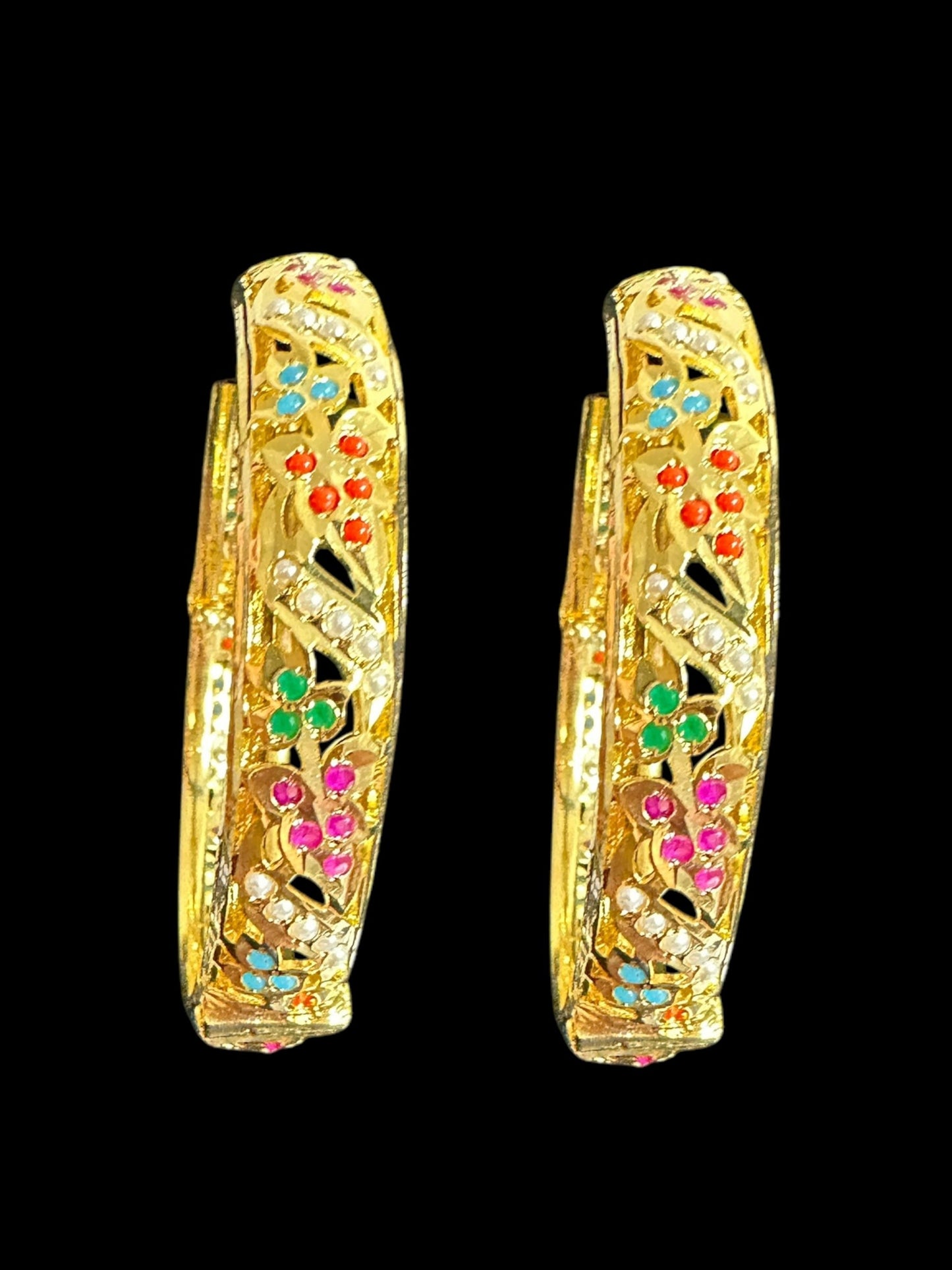 B310 Jadau bangles ( Navratan ) ( READY TO SHIP)