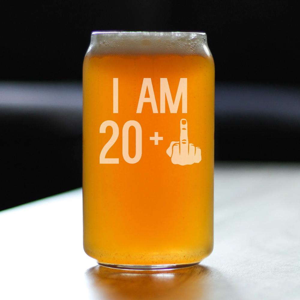 20 + 1 Middle Finger - 16 Ounce Beer Can Pint Glass