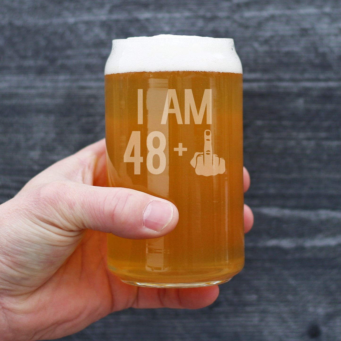 I Am 48 + 1 Middle Finger - 16 oz Beer Can Pint Glass - Funny 49th Birthday Gifts for Men or Women Turning 49