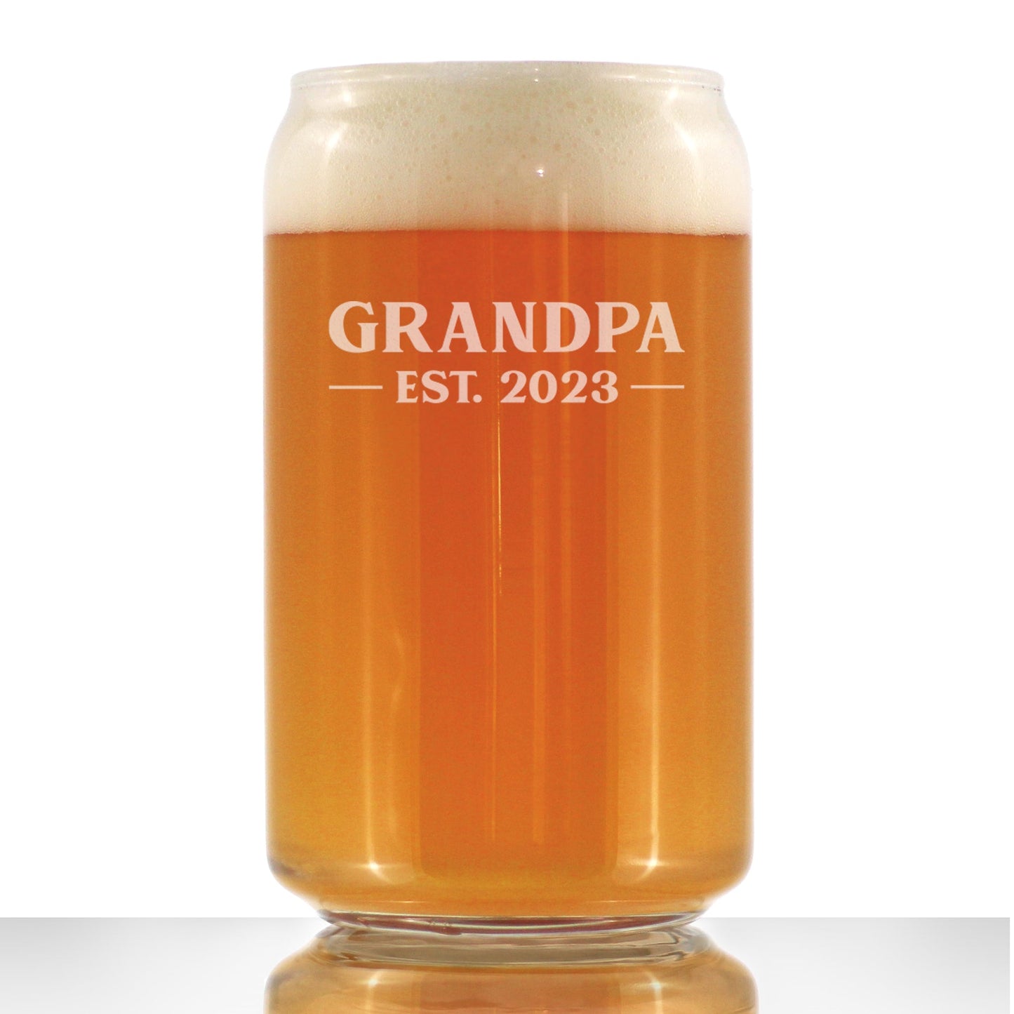 Grandpa Est. 2023 - Bold - 16 Ounce Beer Can Pint Glass