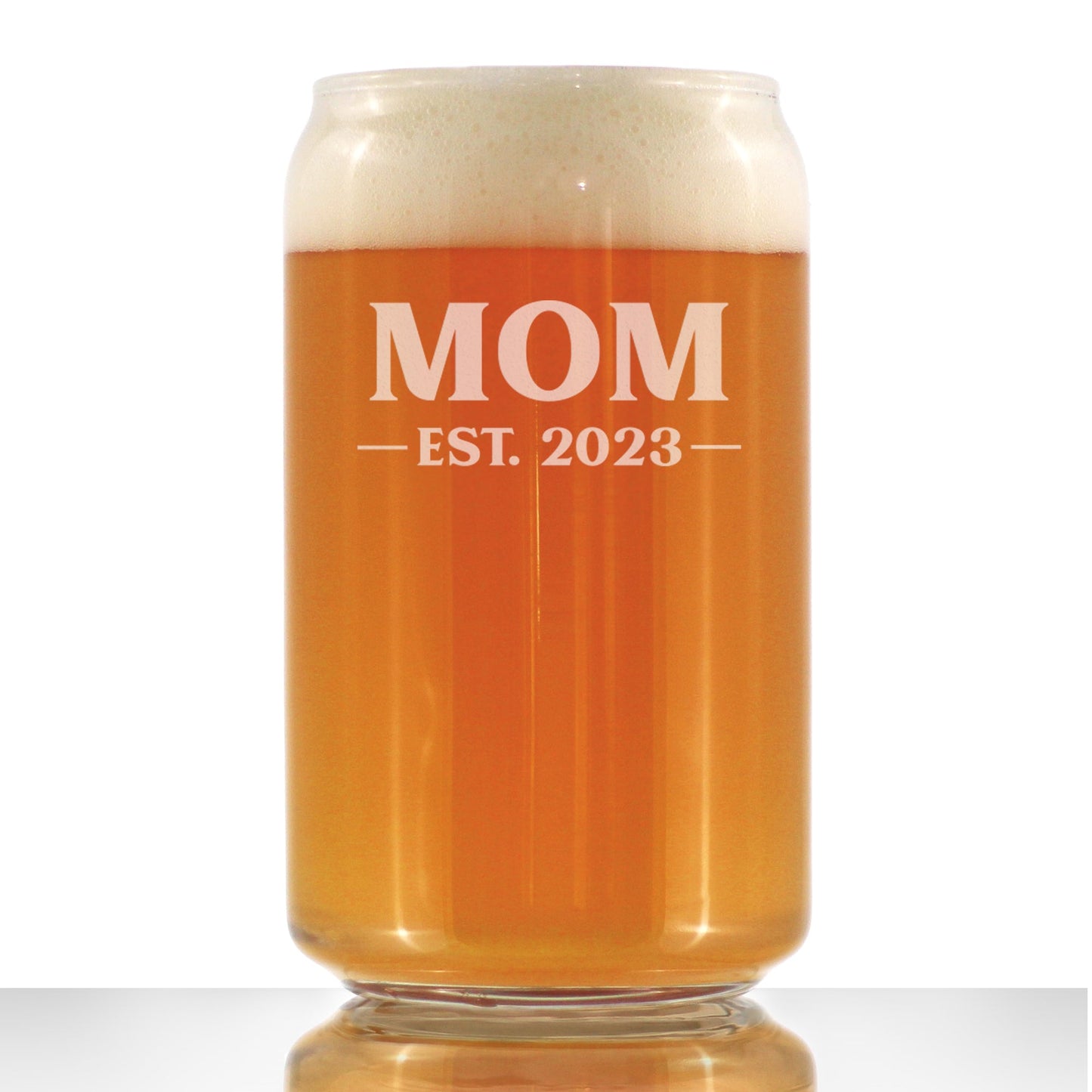Mom Est. 2023 - Bold - 16 Ounce Beer Can Pint Glass