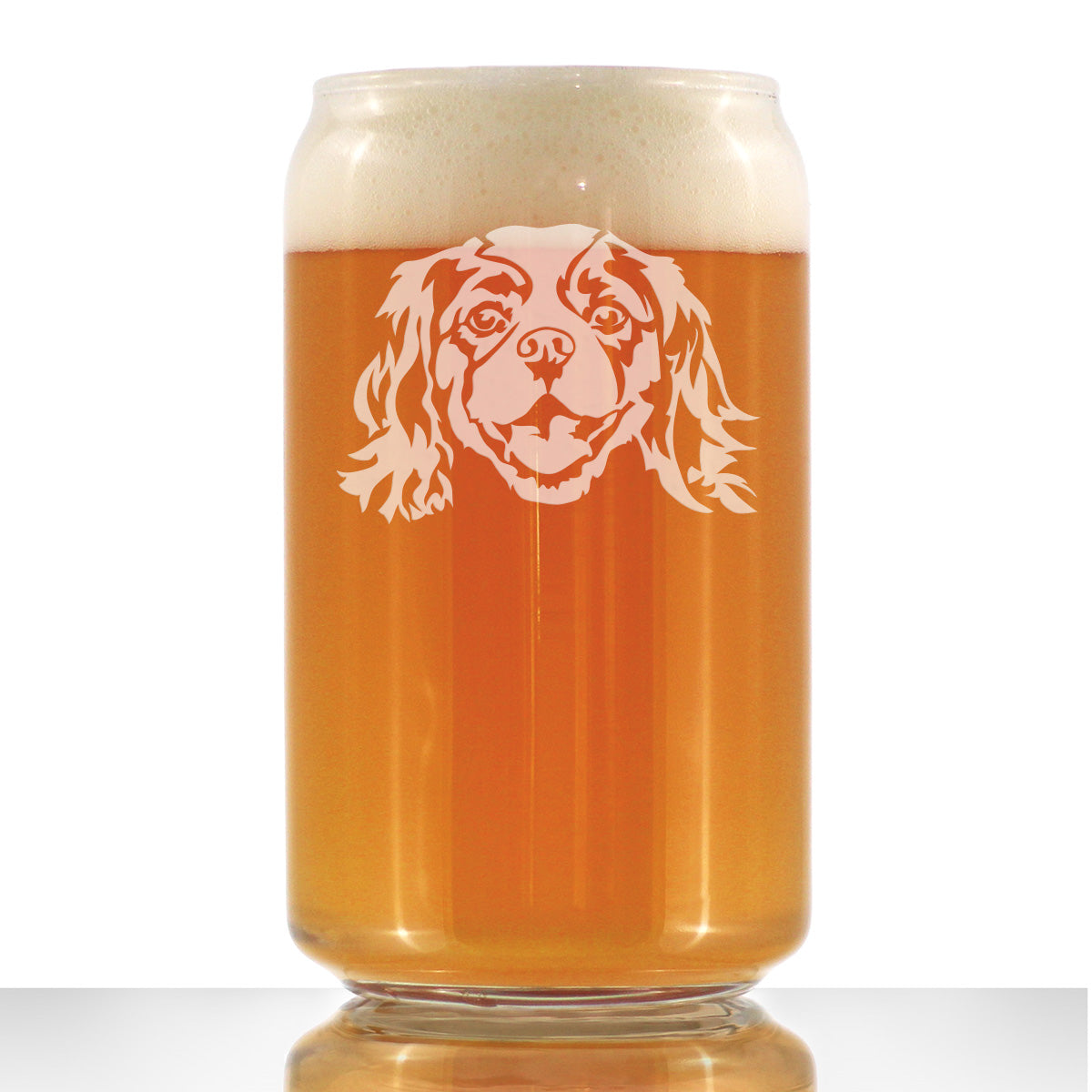 Cavalier King Charles Spaniel Face Beer Can Pint Glass - Unique Dog Themed Decor and Gifts for Moms & Dads of Cavaliers - 16 Oz
