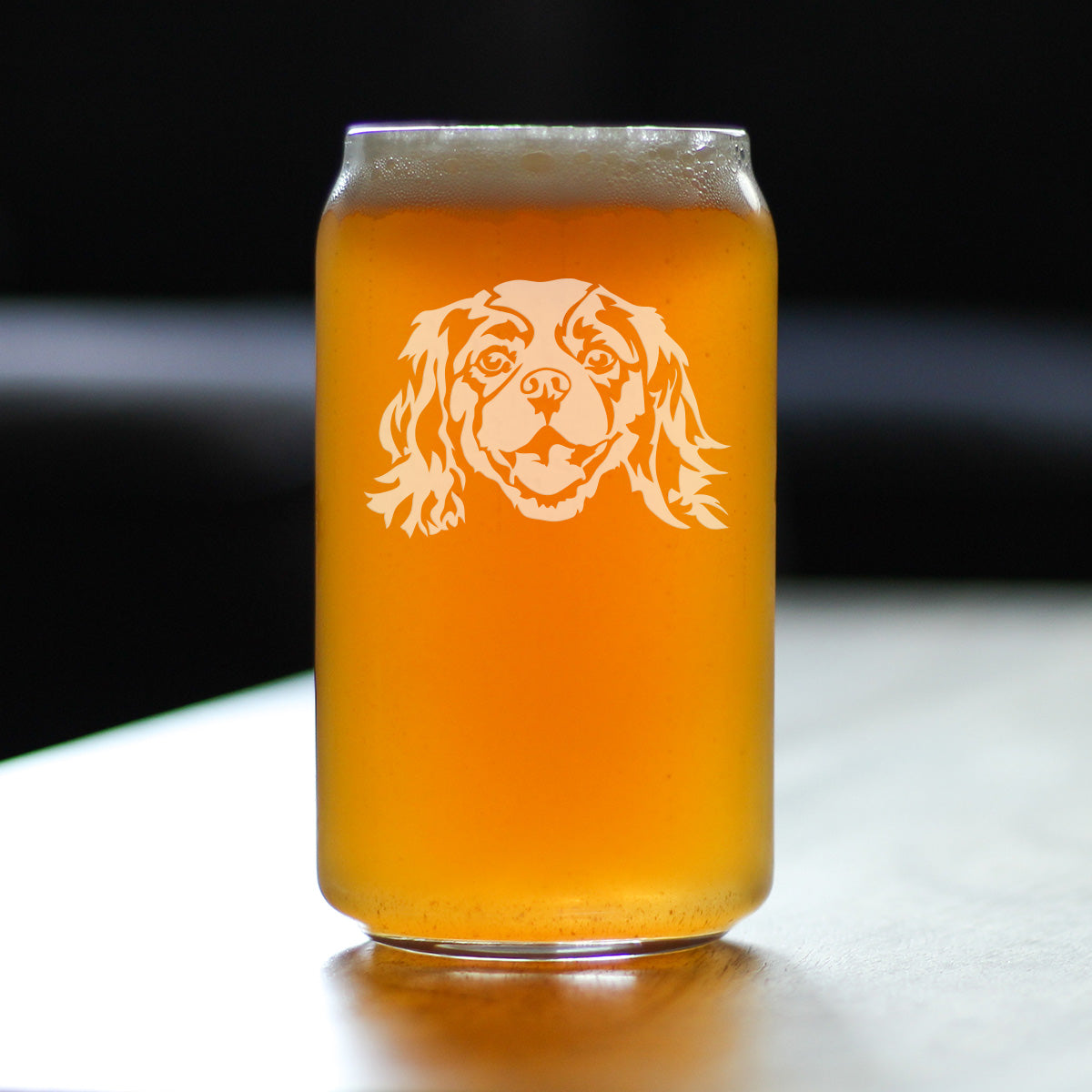 Cavalier King Charles Spaniel Face Beer Can Pint Glass - Unique Dog Themed Decor and Gifts for Moms & Dads of Cavaliers - 16 Oz
