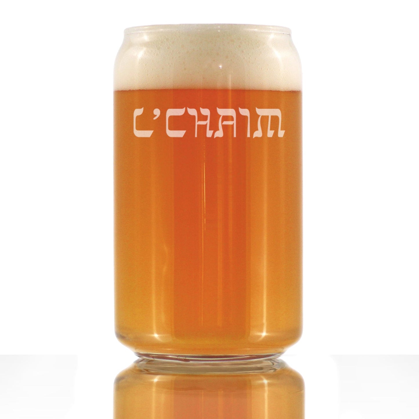 L'Chaim - Hebrew Cheers Beer Can Pint Glass - Fun Jewish Gifts or Party Decor for Women & Men - 16 Oz Glasses