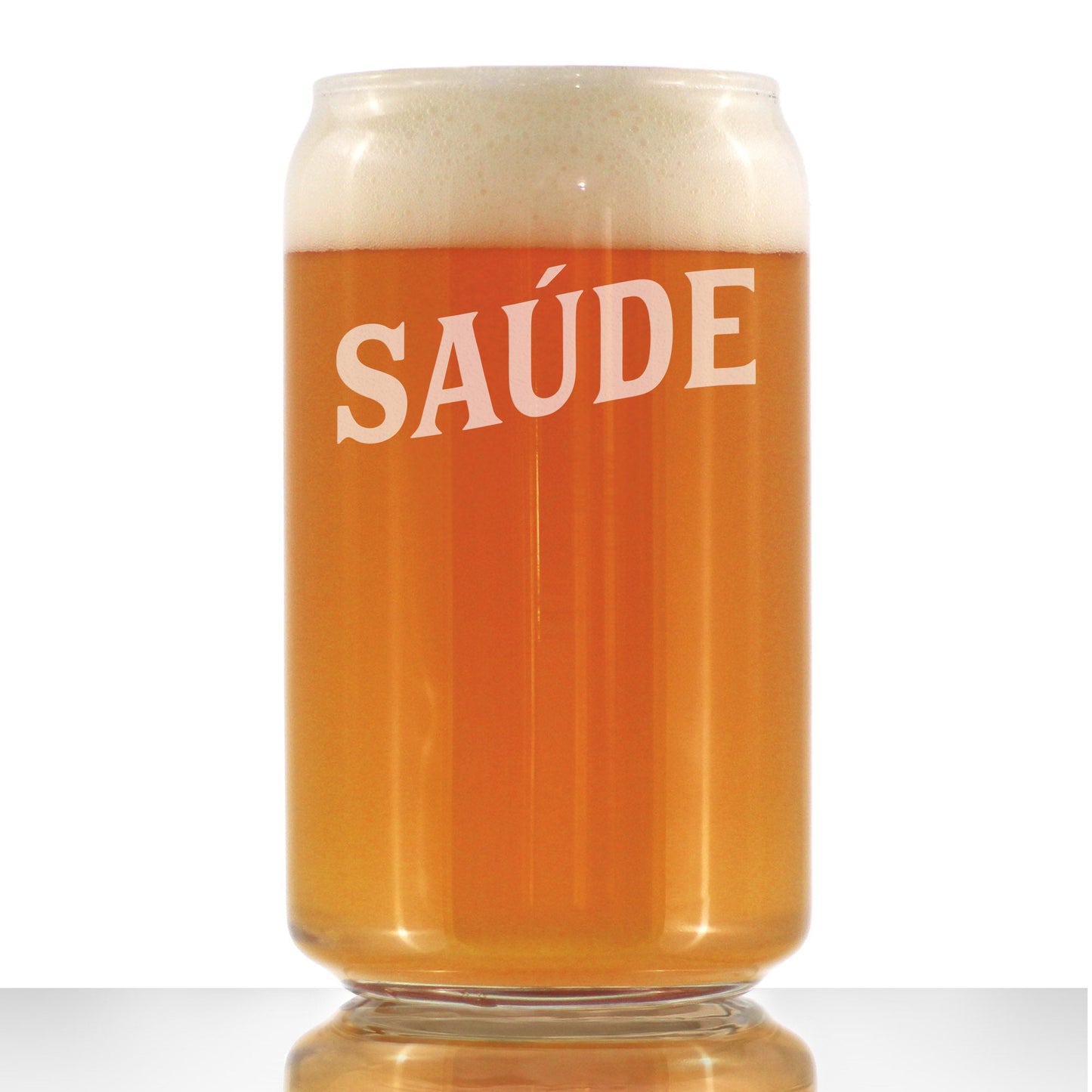 Saude - Portuguese Cheers - Beer Can Pint Glass - Cute Brazil Themed Gifts or Party Decor for Women and Men - 16 Oz