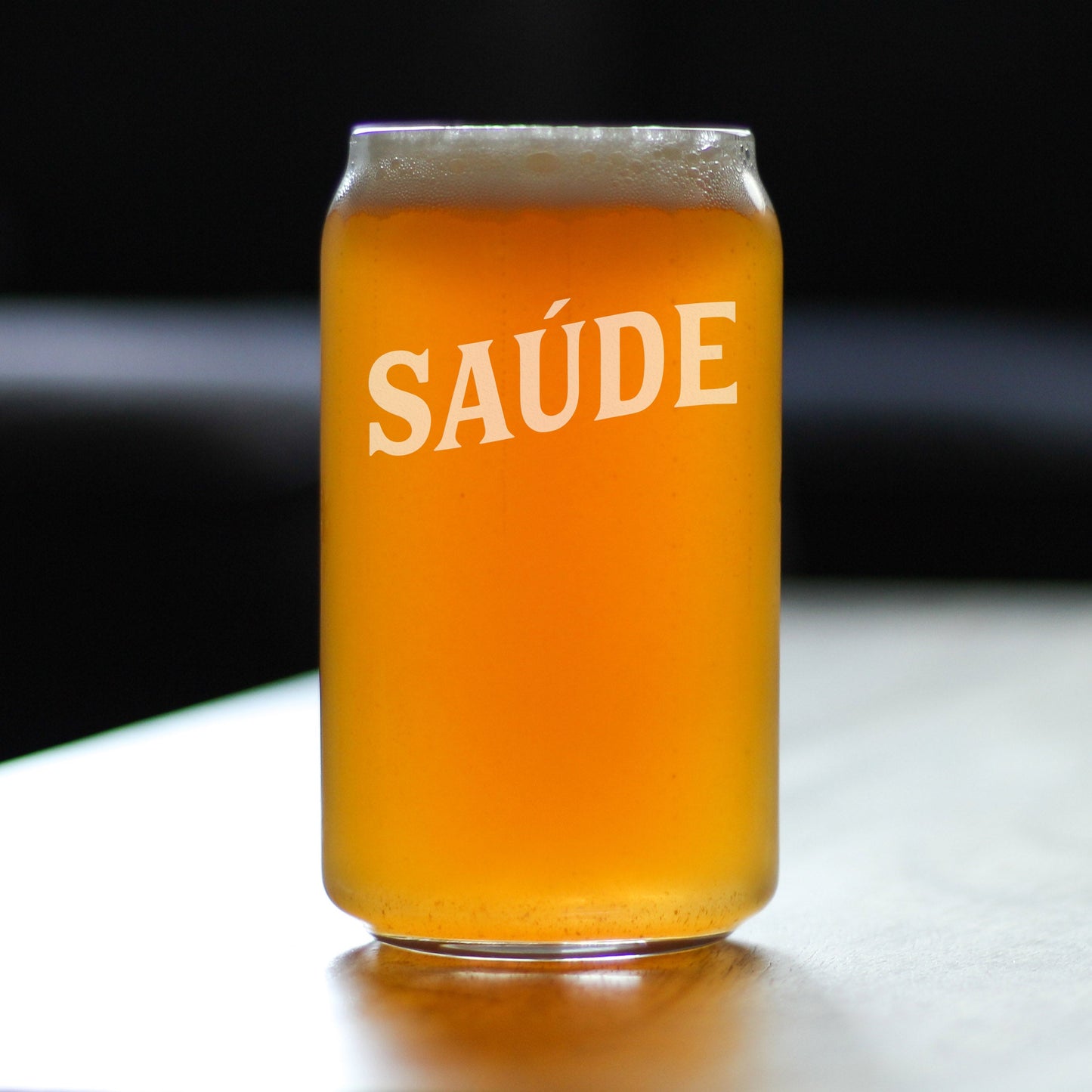 Saude - Portuguese Cheers - Beer Can Pint Glass - Cute Brazil Themed Gifts or Party Decor for Women and Men - 16 Oz