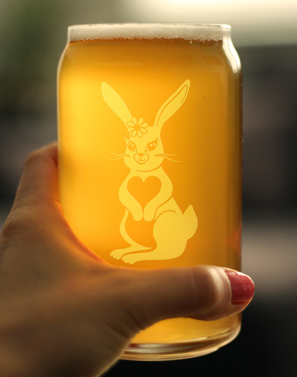 Cute Bunny Rabbit - Beer Can Pint Glass - Hand Engraved Gifts for Men & Women That Love Bunnies