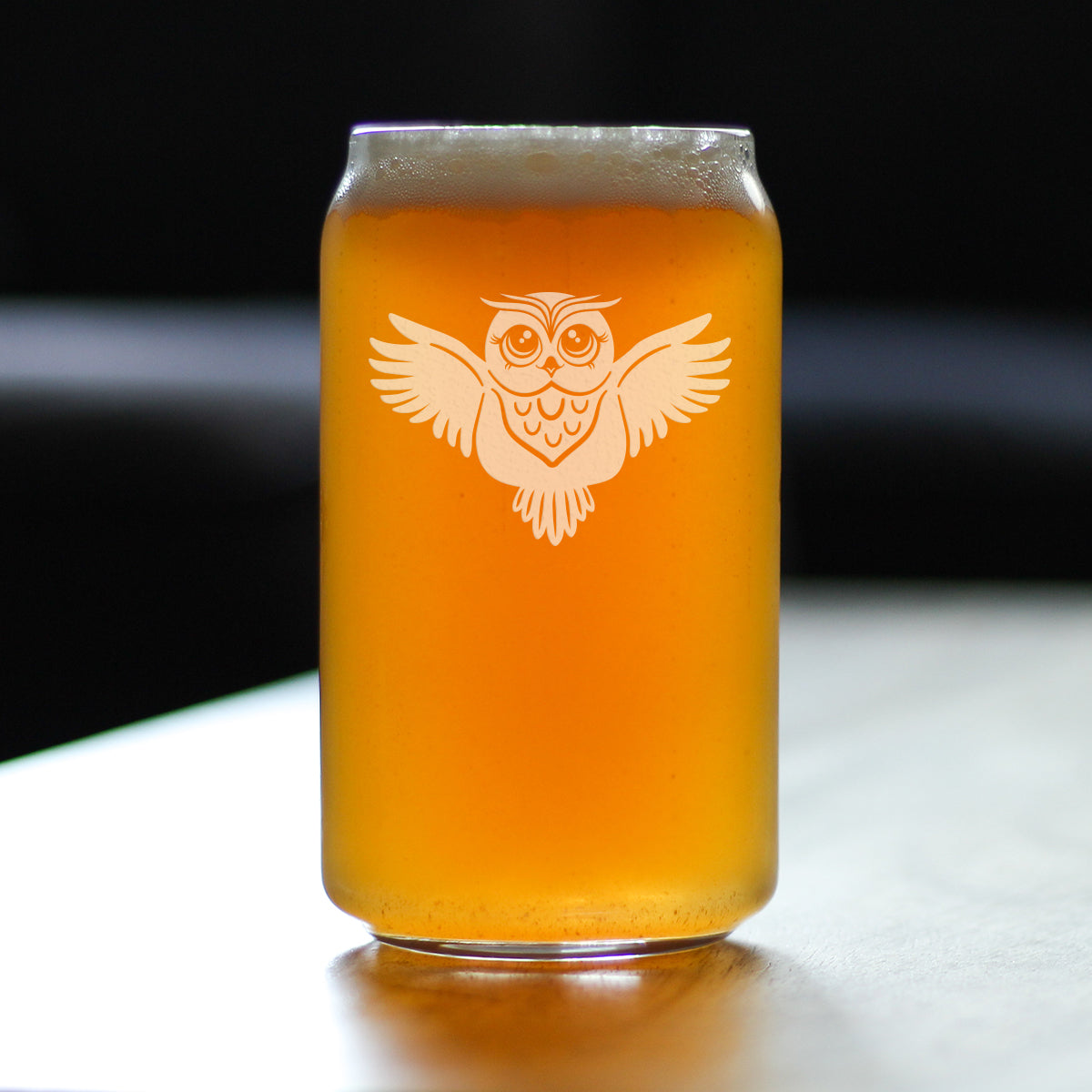 Cute Owl Beer Can Pint Glass - Fun Owl Decor and Gifts for Women and Men - 16 Oz Glasses