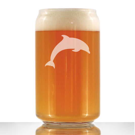 Dolphin - Beer Can Pint Glass 16 oz - Cute Dolphin Themed Gifts or Party Decor for Women & Men - Fun Drinking Glasses