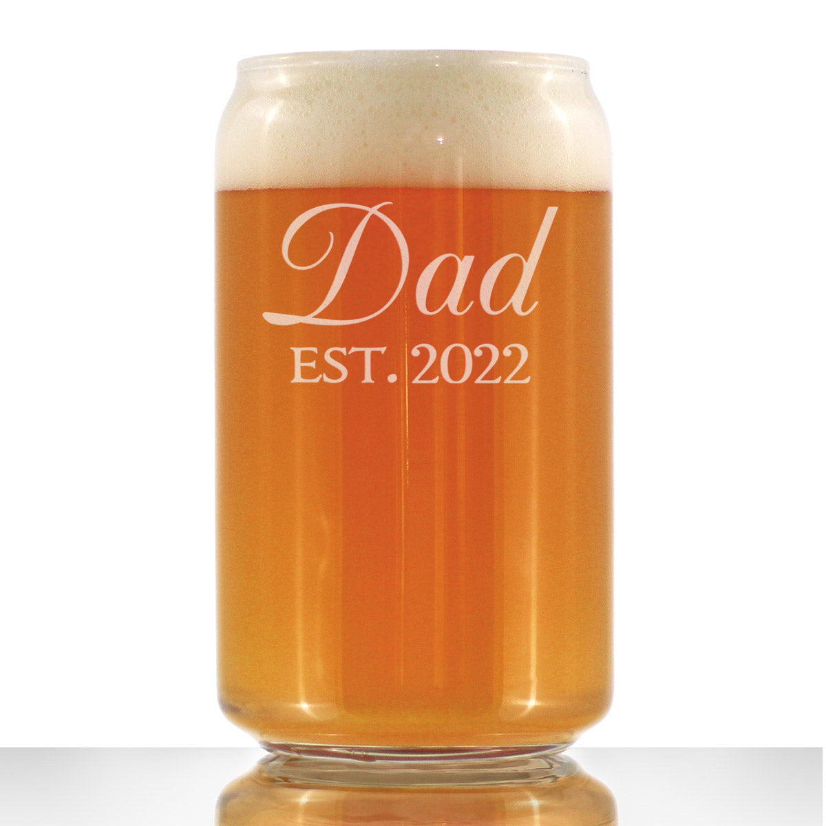 Dad Est 2022 - New Father Beer Can Pint Glass Gift for First Time Parents - Decorative 16 Oz Glasses