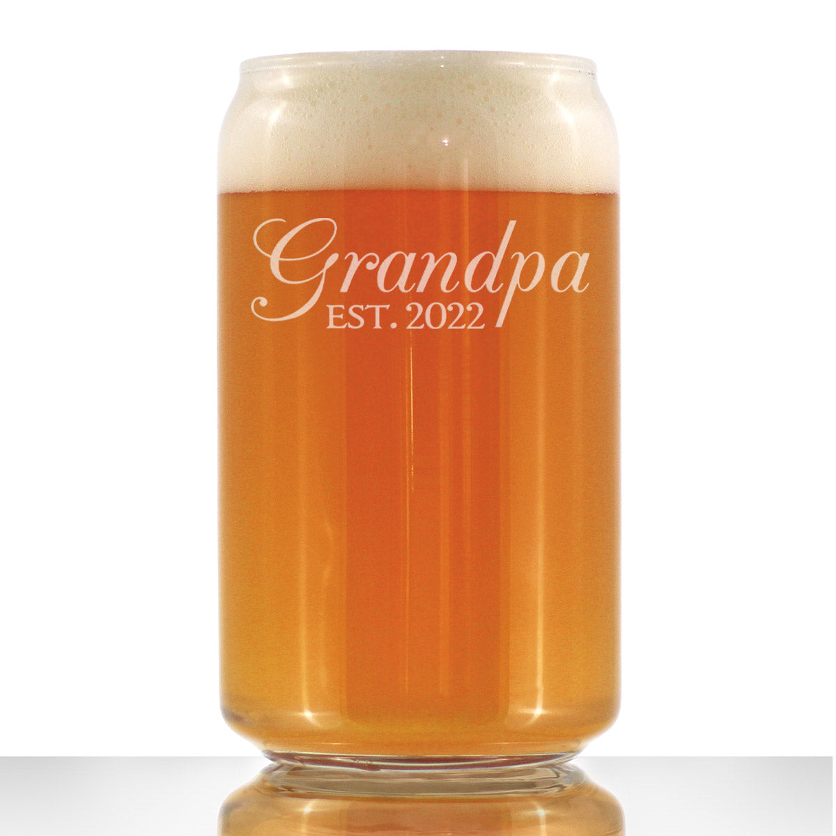 Grandpa Est 2022 - New Grandfather Beer Can Pint Glass Gift for First Time Grandparents - Decorative 16 Oz Glasses