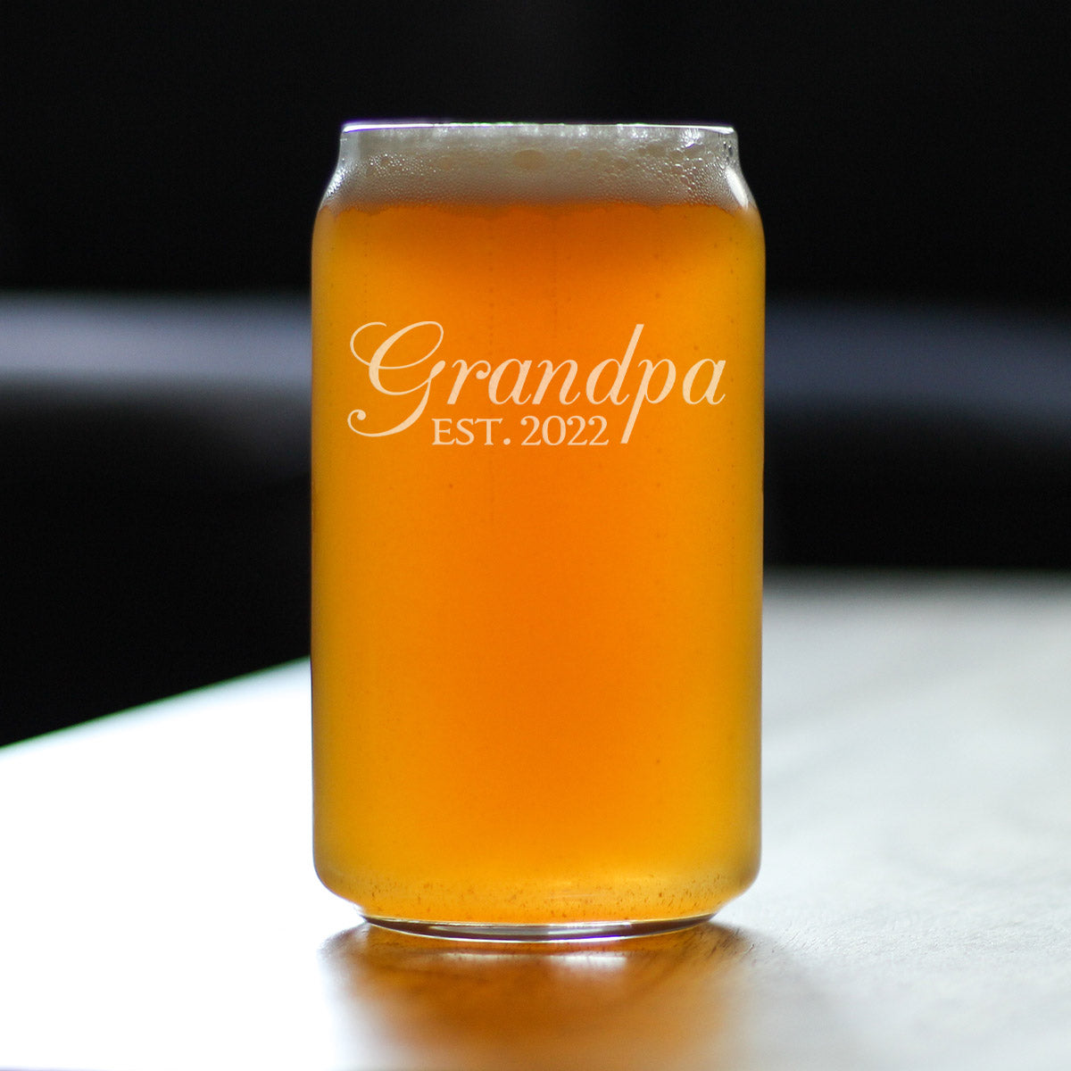 Grandpa Est 2022 - New Grandfather Beer Can Pint Glass Gift for First Time Grandparents - Decorative 16 Oz Glasses