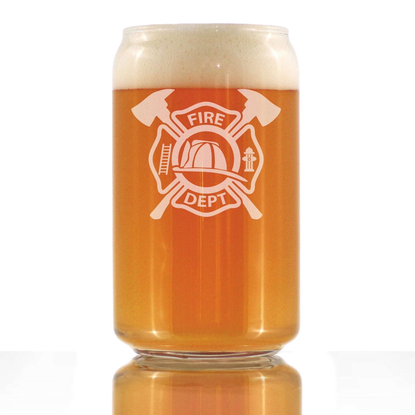 Firefighter Symbol Engraved Beer Can Pint Glass, Unique Gifts for Firefighters, Firemen & Firewomen