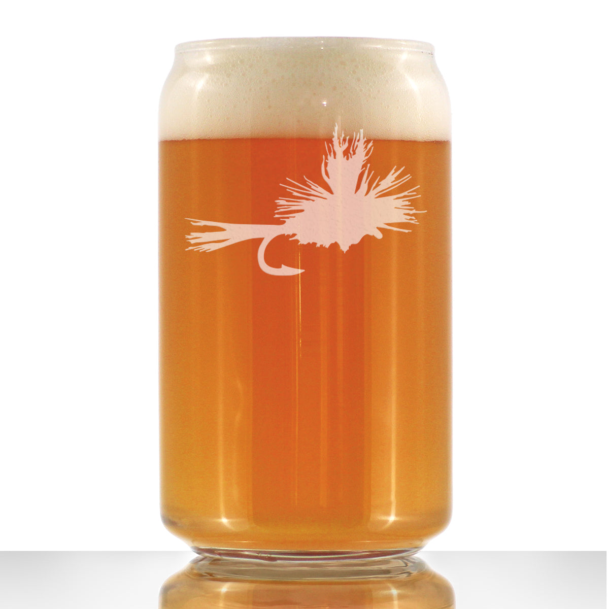 Fly Fishing Beer Can Pint Glass - Unique Flyfishing Themed Gifts for Fishermen - 16 oz Glasses