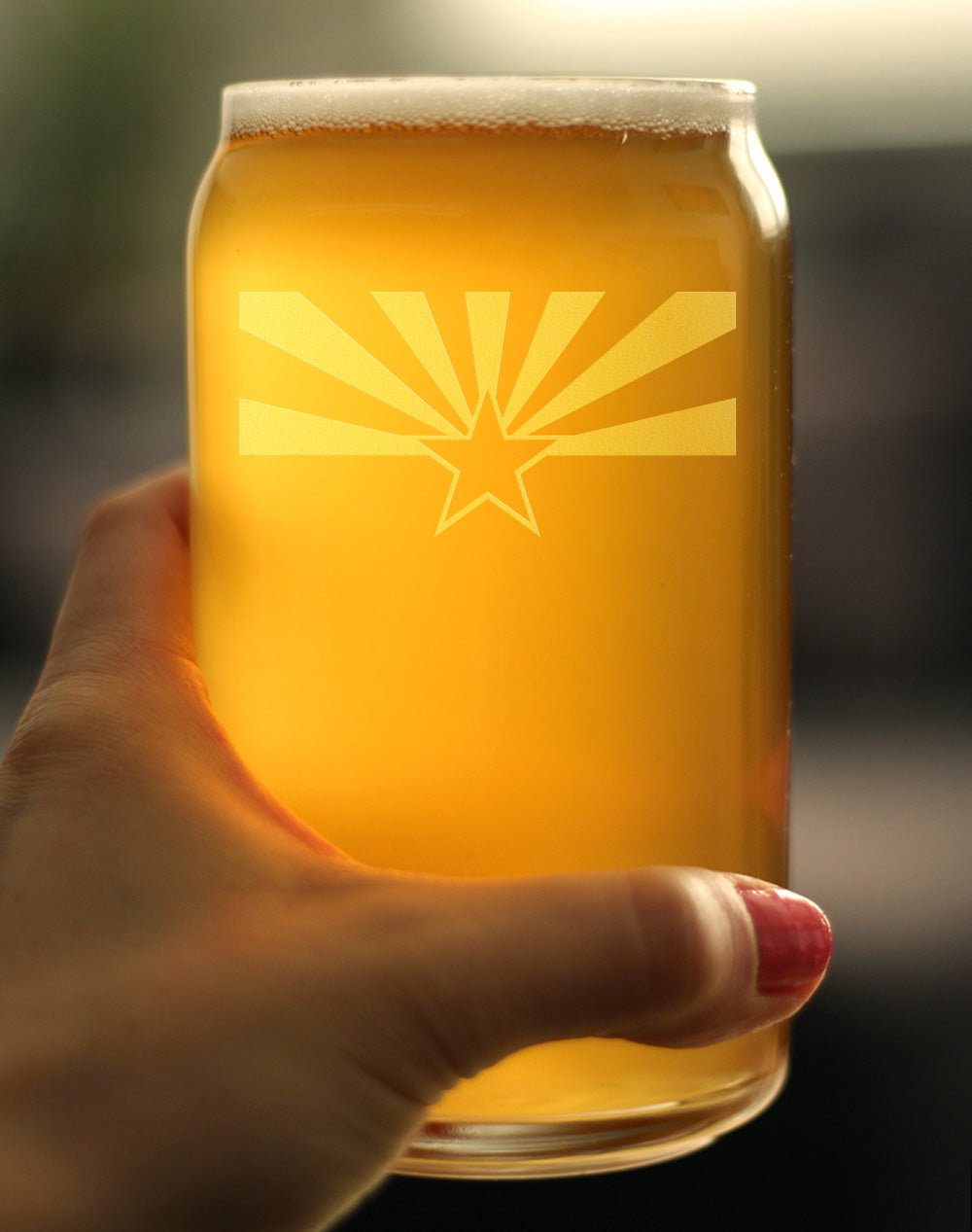 Arizona Flag Beer Can Pint Glass - State Themed Drinking Decor and Gifts for Arizonan Women & Men - 16 Oz Glasses