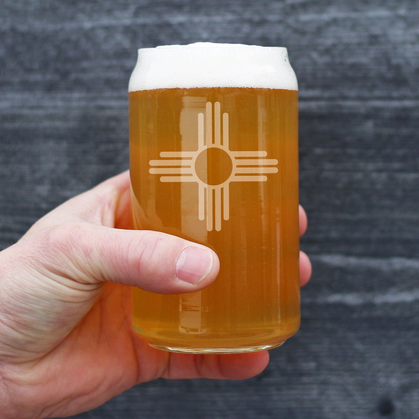 New Mexico Flag Beer Can Pint Glass - State Themed Drinking Decor and Gifts for New Mexican Women & Men - 16 Oz Glasses
