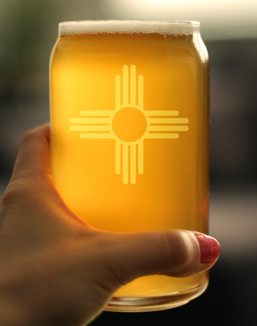 New Mexico Flag Beer Can Pint Glass - State Themed Drinking Decor and Gifts for New Mexican Women & Men - 16 Oz Glasses