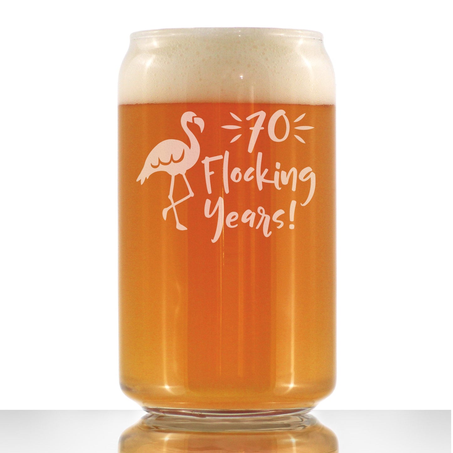 70 Flocking Years - 16 Ounce Beer Can Pint Glass