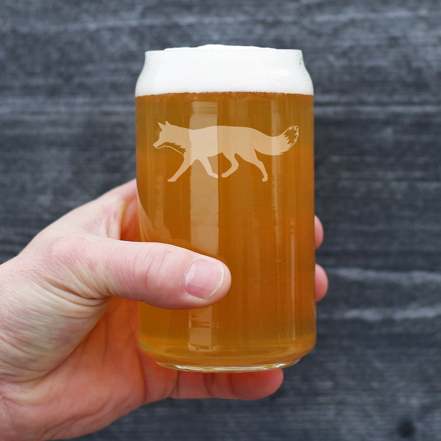 Fox Silhouette Beer Can Pint Glass - Cabin Themed Fox Gifts or Rustic Fox Decor for Women and Men - 16 Oz Glasses