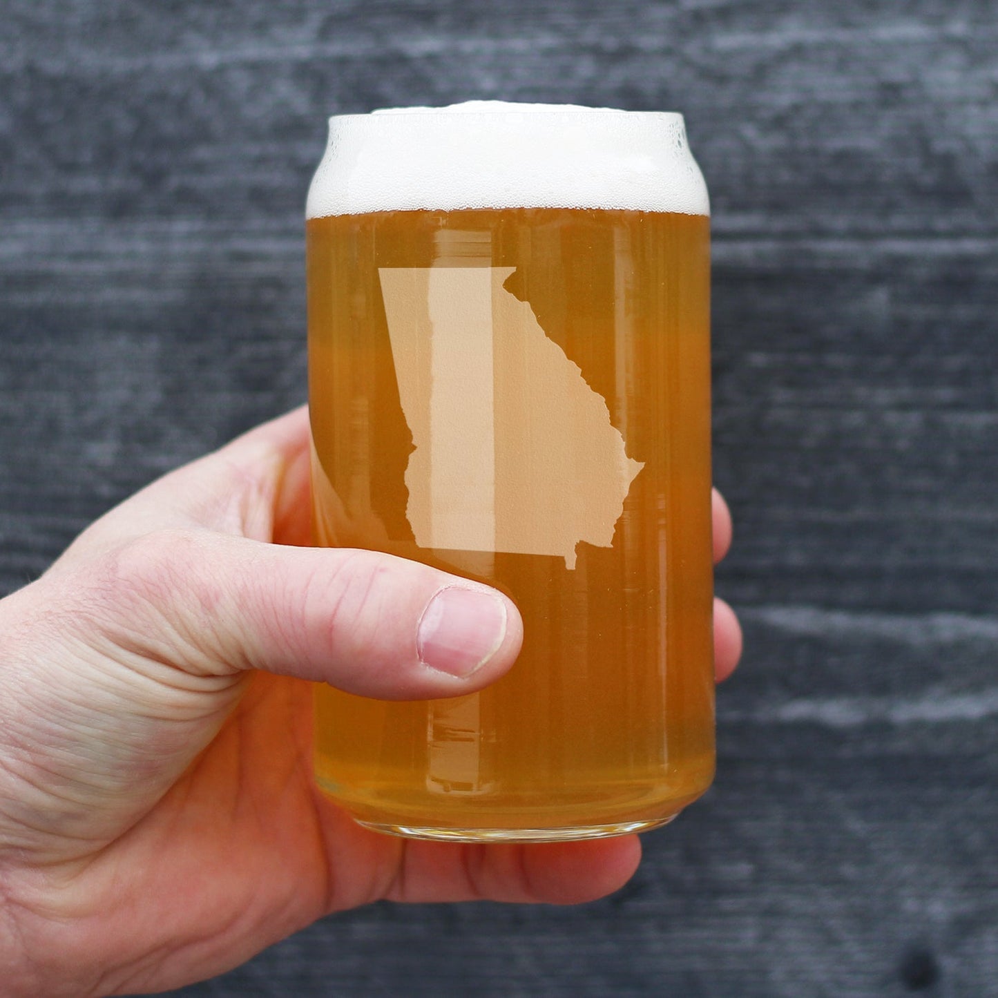 Georgia State Outline Beer Can Pint Glass - State Themed Drinking Decor and Gifts for Georgian Women & Men - 16 Oz Glasses