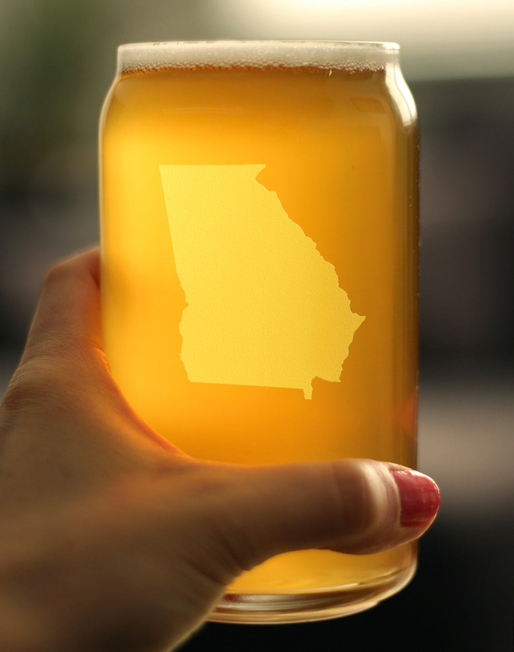 Georgia State Outline Beer Can Pint Glass - State Themed Drinking Decor and Gifts for Georgian Women & Men - 16 Oz Glasses