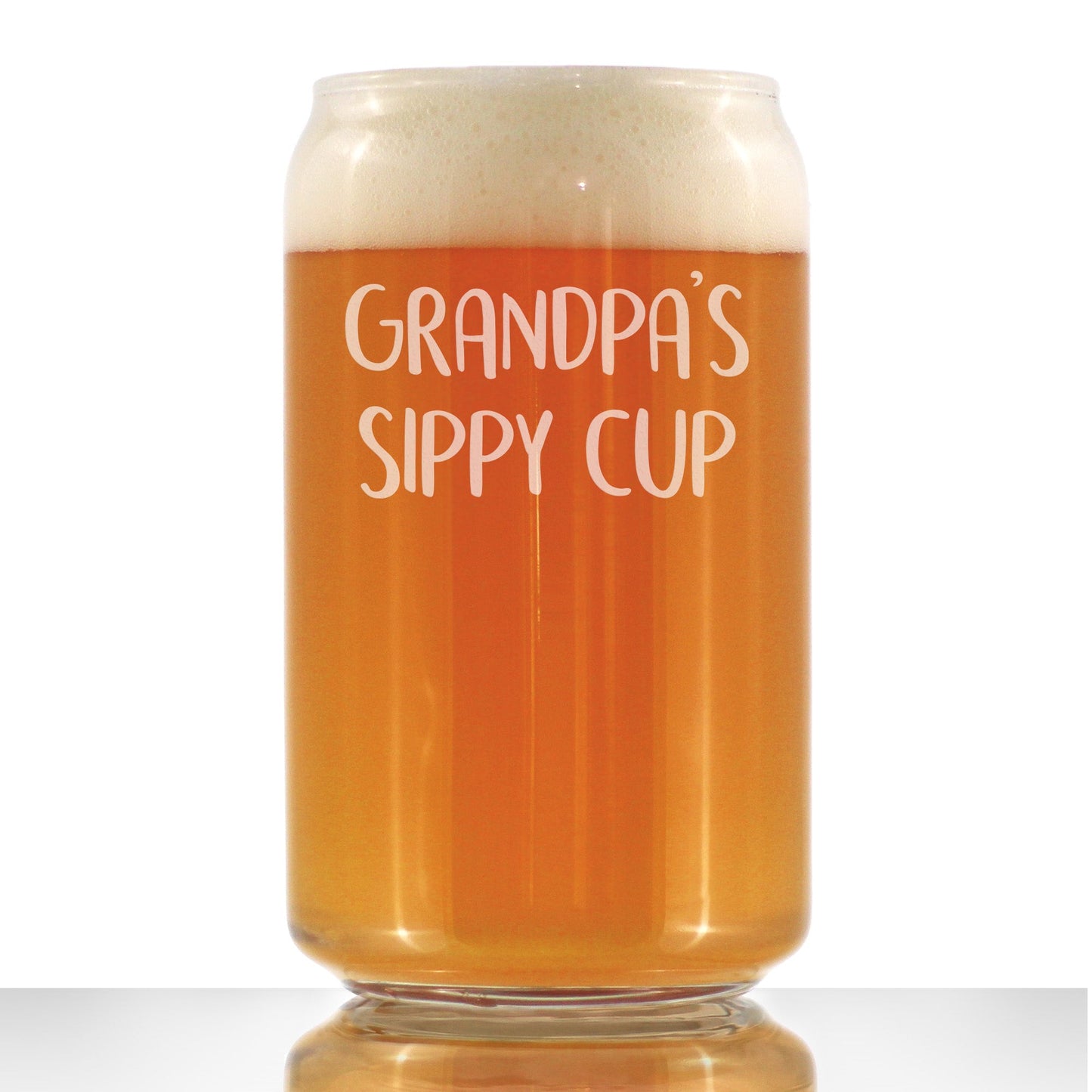 Grandpa's Sippy Cup - Funny Beer Can Pint Glass Gift for Beer Drinking Grandfathers - 16 Oz Mixing Glass for Lagers and Ales