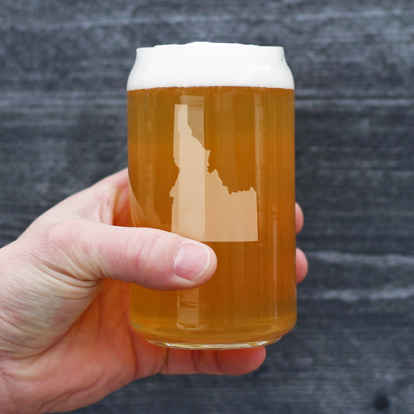 Idaho State Outline Beer Can Pint Glass - State Themed Drinking Decor and Gifts for Idahoan Women & Men - 16 Oz Glasses