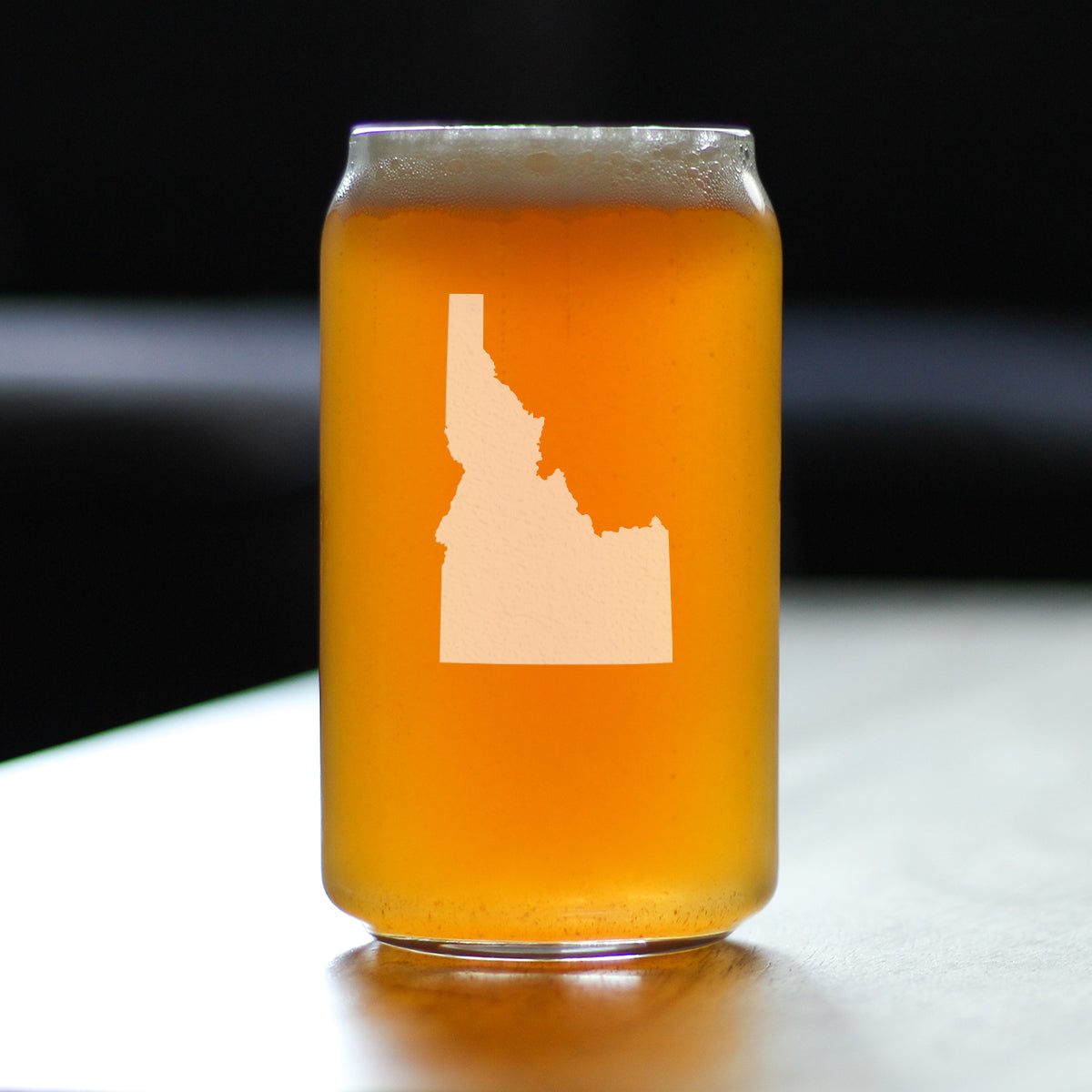 Idaho State Outline Beer Can Pint Glass - State Themed Drinking Decor and Gifts for Idahoan Women & Men - 16 Oz Glasses