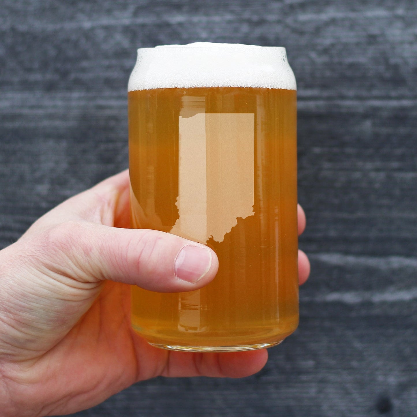 Indiana State Outline Beer Can Pint Glass - State Themed Drinking Decor and Gifts for Hoosier Women & Men - 16 Oz Glasses