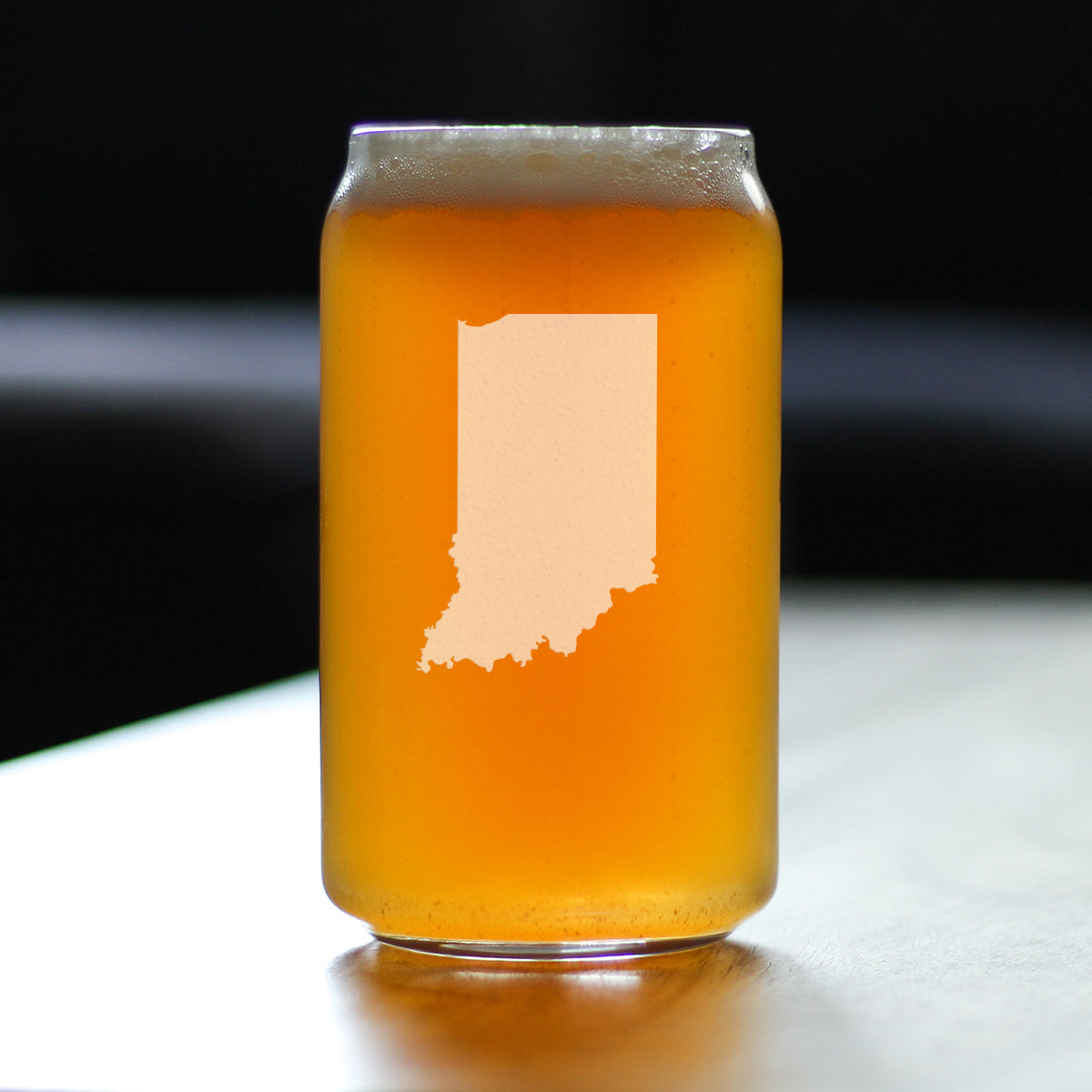 Indiana State Outline Beer Can Pint Glass - State Themed Drinking Decor and Gifts for Hoosier Women & Men - 16 Oz Glasses