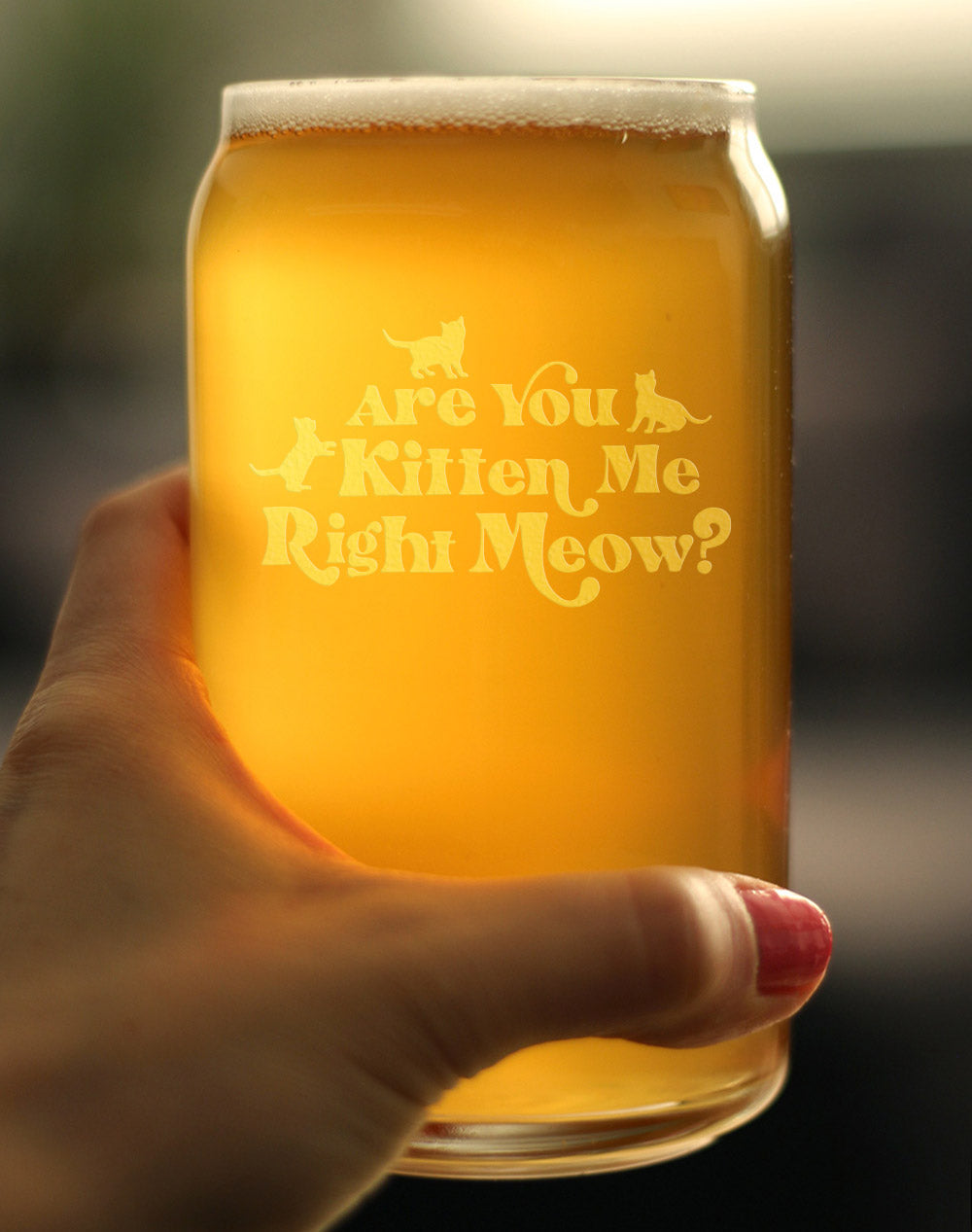 Are You Kitten Me Right Meow - 16 Ounce Beer Can Pint Glass