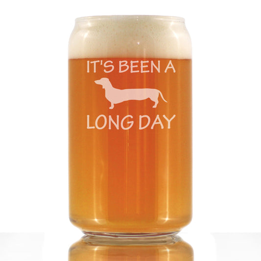 Long Day - Funny Beer Can Pint Glass - Unique Dachshund Gifts for Men & Women - Fun Dachshunds Themed Decor
