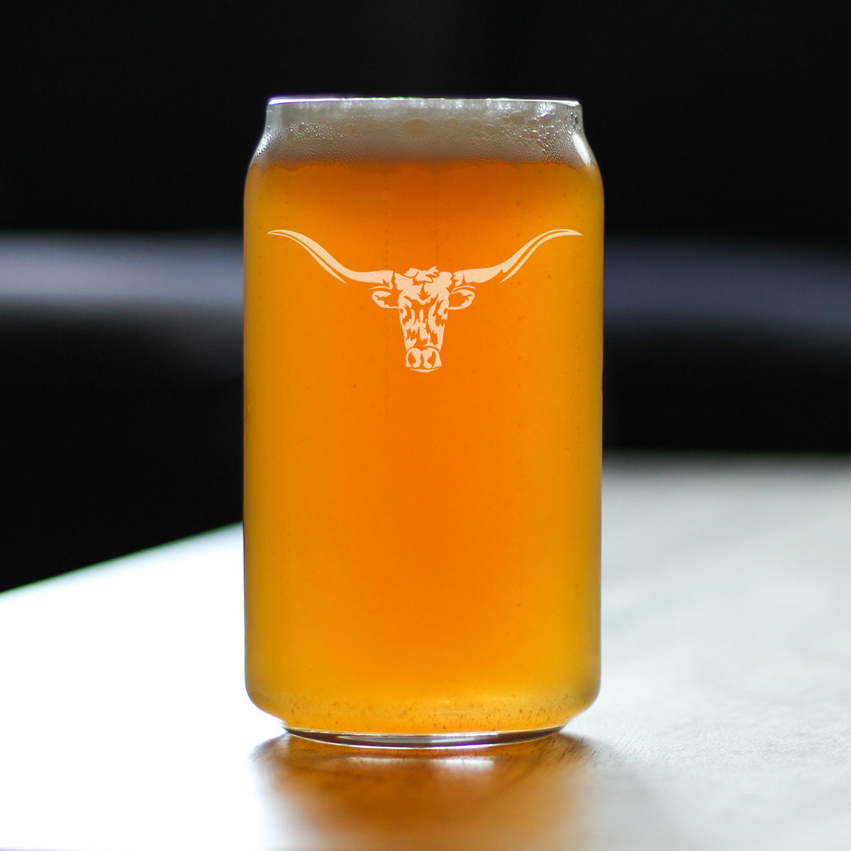 Longhorn Beer Can Pint Glass - Western Themed Farm Decor and Gifts for Texan Ranchers - 16 Oz Glasses