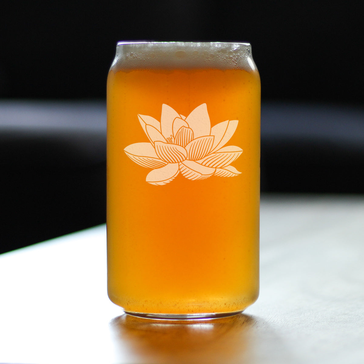 Lotus Flower - 16 Ounce Beer Can Pint Glass