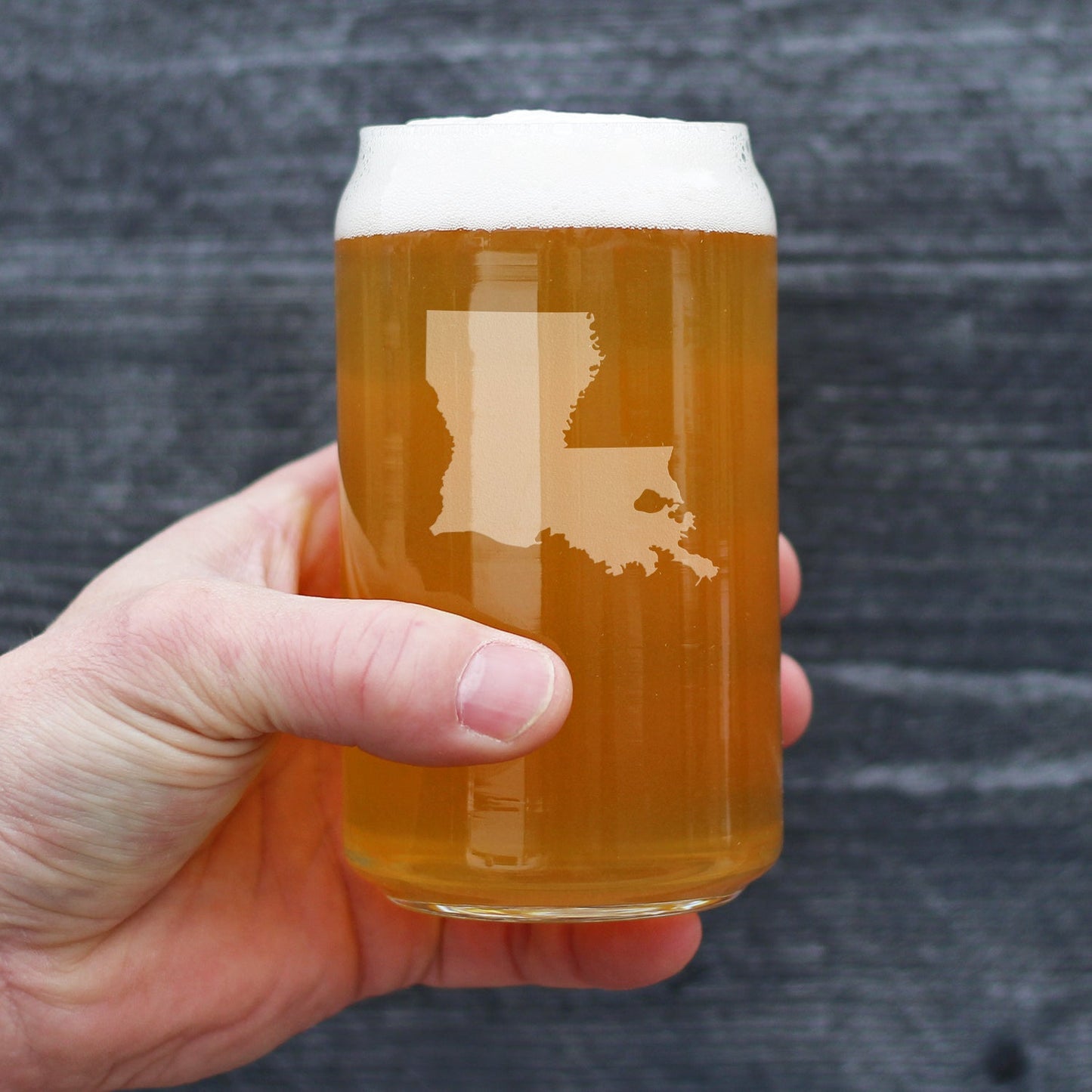 Louisiana State Outline Beer Can Pint Glass - State Themed Drinking Decor and Gifts for Louisianian Women & Men - 16 Oz Glasses