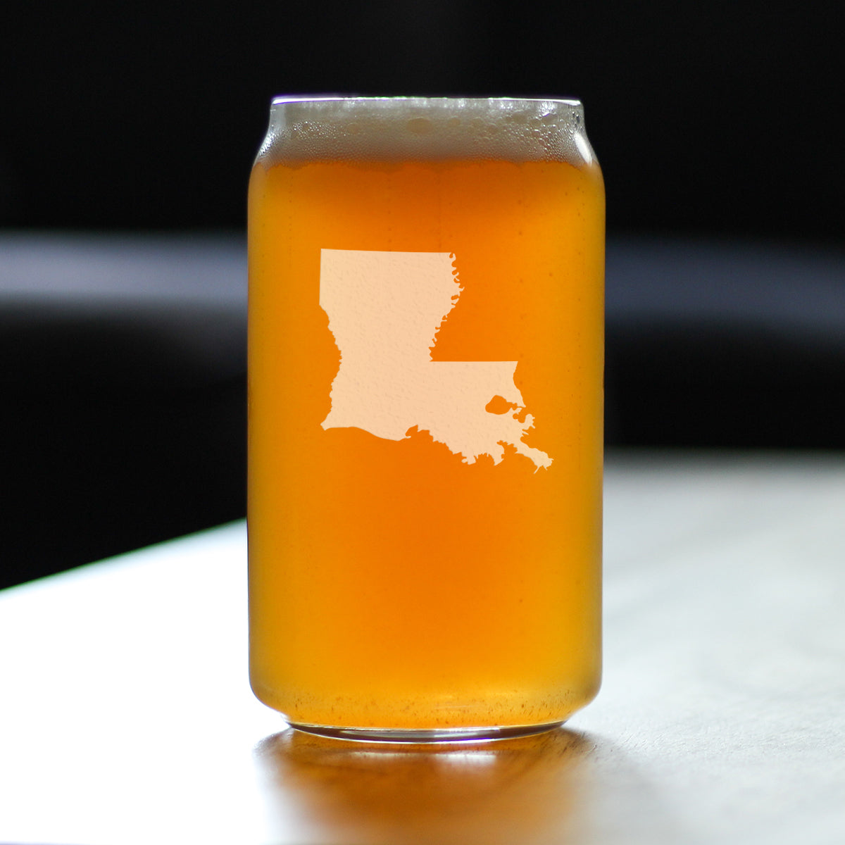 Louisiana State Outline Beer Can Pint Glass - State Themed Drinking Decor and Gifts for Louisianian Women & Men - 16 Oz Glasses