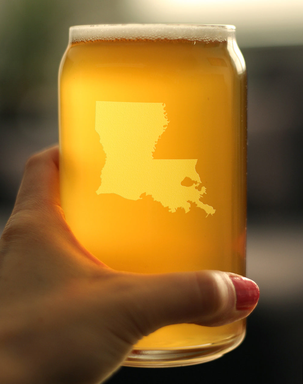Louisiana State Outline Beer Can Pint Glass - State Themed Drinking Decor and Gifts for Louisianian Women & Men - 16 Oz Glasses