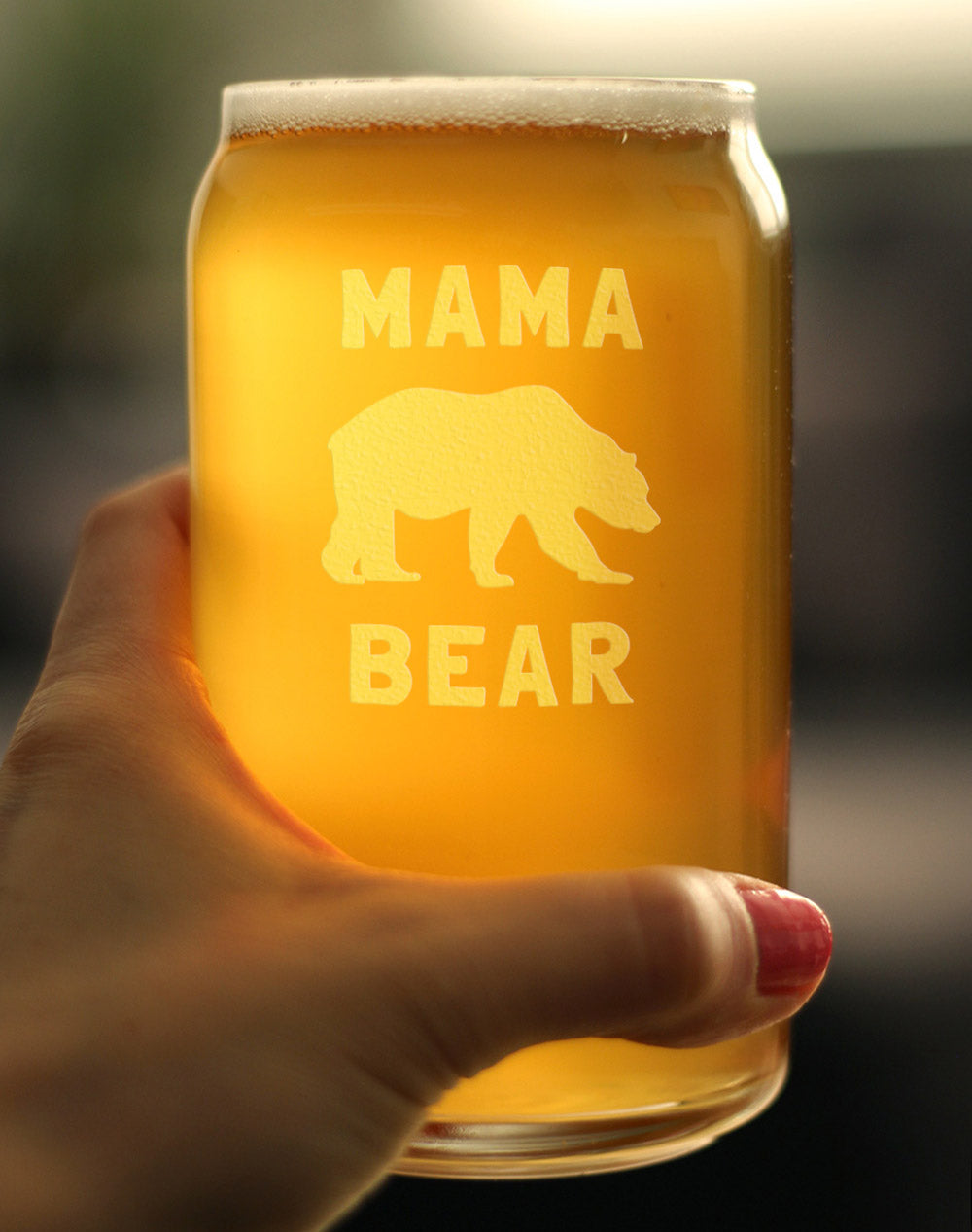Mama Bear Beer Can Pint Glass - Cute Funny Mom Gift Ideas for Mother's Day or Birthday - 16 Oz Glasses