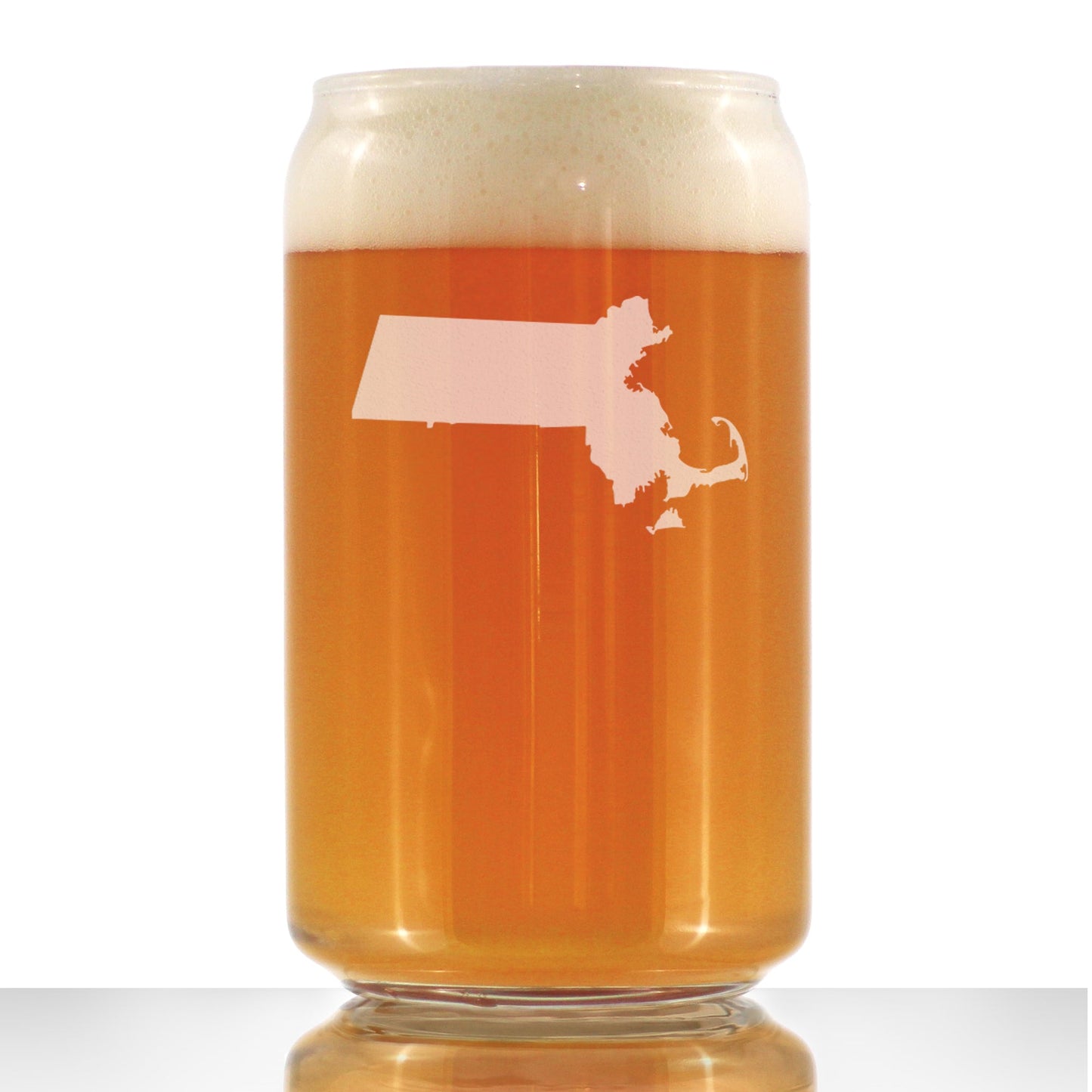 Massachusetts State Outline Beer Can Pint Glass - State Themed Drinking Decor and Gifts for Bay Stater Women & Men - 16 Oz Glasses